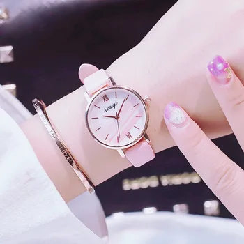Češnja v prahu luksuzni ženske obleke ure preprosta ženska quartz leahter watch ženska moda in ženske top blagovne znamke priložnostne ročne ure