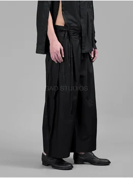 Čipke-up plus velikost deconstructed odrezana hlače original oblikovalec svoboden plus velikost črno silhueto tassel