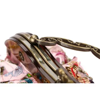 Čiste roke-beaded svile vezeni cvetje, Etnične izdelave večer sklopka vrečke lupini torba bolsa feminina torba ženske