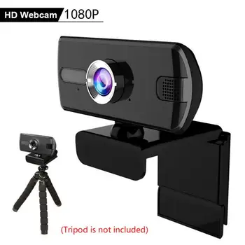 Črn USB 2.0 Spletna Kamera ločljivosti 1080P 360° Spletna kamera z Mikrofonom računalnik 30FPS ročno ostrenje Kamera za Video klice