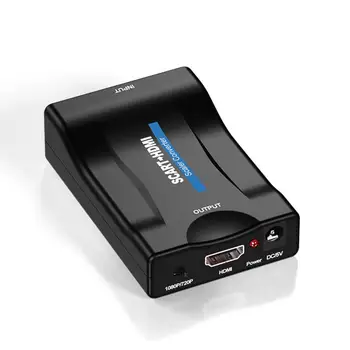 Črna 1080P Scart Na HDMI Pretvornik Zvoka Upscale Video Adapter AV Signala Adapter HD Sprejemnik TV DVD-HDMI, Da SCART + USB Kabel