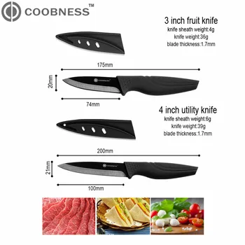 Črna Rezilo Kuhinjski noži COOBNESS blagovne Znamke Keramični Nož Dodatki set 3