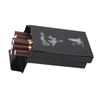 Črna Wolf Kovinski Cigaret Primeru Škatle Osebno Ultra Tanek Samodejno Tobak za Cigarete Imetnik Shranjevanje Primera Žep-primeru Darila