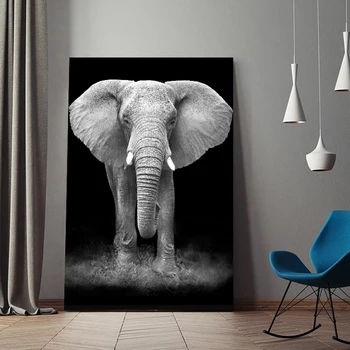 Črno Beli Slon, Tiger Wall Art Živalskih Platno slikarstvo Skandinavskih Plakatov in Fotografij Stenske Slike za Dnevna Soba Dekor