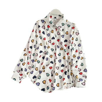 šifon je natisnjena ženske majice srce pantern svoboden dolgo sleeved slim priložnostne vse tekme ženskega dekleta majice outwear plašč vrhovi