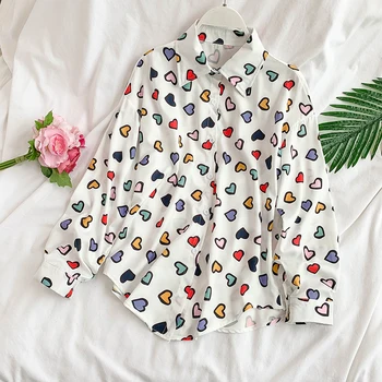 šifon je natisnjena ženske majice srce pantern svoboden dolgo sleeved slim priložnostne vse tekme ženskega dekleta majice outwear plašč vrhovi
