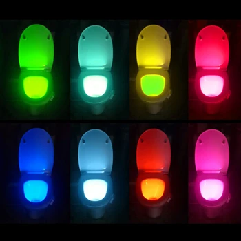 Školjko Sedeža, Lučka LED Smart PIR Senzor Gibanja RGB Osvetlitev 8 Barv Spreminjanje Ir Indukcijo Za Kopalnico Noč WC Svetlobe
