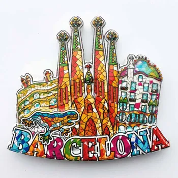 Španija hladilnik magnet Barcelona hladilnik nalepke La Sagrada Familia 3D oljna slika, magnetne nalepke, doma dekoracijo