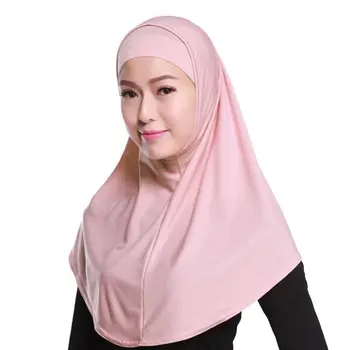 Ženska 2 Kosa Barva Amira Jersey Muslimanska oblačila Hidžab Mehko Bombažne Stretch Glavo, Šal Cev z Notranjo Underscarf Skp Kapuco Novo 2021