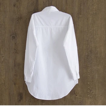 Ženske Bluzo Majica 2020 Poletje Dolgimi Rokavi Ženske Belo Srajco Urad Dame, Bombaž Majica Priložnostne Bombažno Bluzo Moda Blusas
