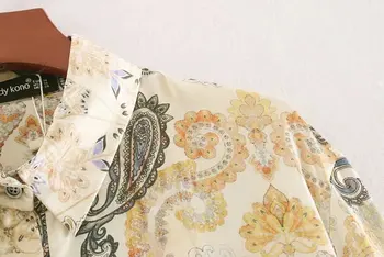 ženske elegantne paisley cvjetnim tiskanja priložnostne kimono Bluzo majice ženske retro znižuj ovratnik blusas elegantna femininas vrhovi LS4280