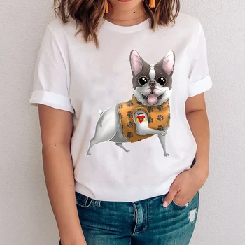Ženske Grafični Pes, Risanka Kawaii Pet Sweet Modni Živali 90. letih Obleke Lady Tees Tiskanja Vrhovi Oblačila Tshirt Ženske T-Shirt