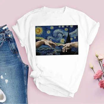 Ženske Grafično Estetiko, Slikarstvo, Umetnost Camisas Mujer 90. letih Risanka Tiskanja Vrhovi Lady Tees Oblačila Ženska Majica Ženska T-Shirt majica