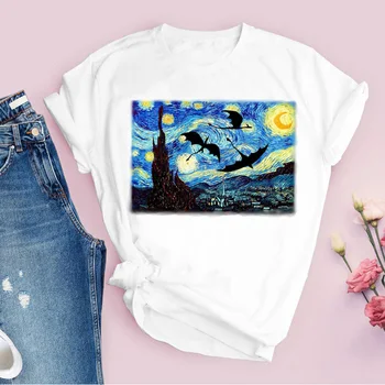 Ženske Grafično Estetiko, Slikarstvo, Umetnost Camisas Mujer 90. letih Risanka Tiskanja Vrhovi Lady Tees Oblačila Ženska Majica Ženska T-Shirt majica
