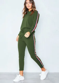 Ženske Jeseni Long Sleeve Športno Obleko, ki Teče Barva Capris bo Ustrezala 2020 Žensk Prosti čas Puloverju Gleženj-dolžina Hlače Priložnostne