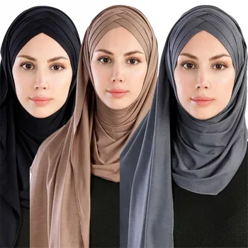 Ženske Muslimanskih Trdna Dres, Šal Dolgo Headscarf Cover-up Klobuk Zaviti Šal Skromnost Turban Skp Instant Underscarf Enostavno Pripravljena za nošenje