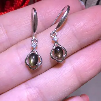 Ženske novih naravnih nočni gemstone uho kljuke 925 srebro super sijoče darilo za rojstni dan za prijatelje