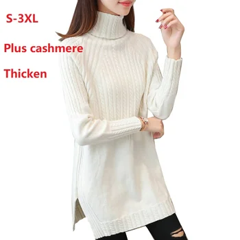 Ženske pletenje pulover Ženska turtleneck elastična sila puloverju pulover ženske Plus žamet debele puloverje pozimi velikosti Vrh