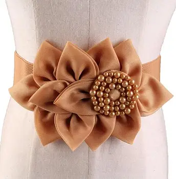 Ženske vzletno-pristajalne steze moda beaded elastična cvet Cummerbunds žensko Obleko Stezniki Pas Pasovi lok dekoracijo širok pas R1003